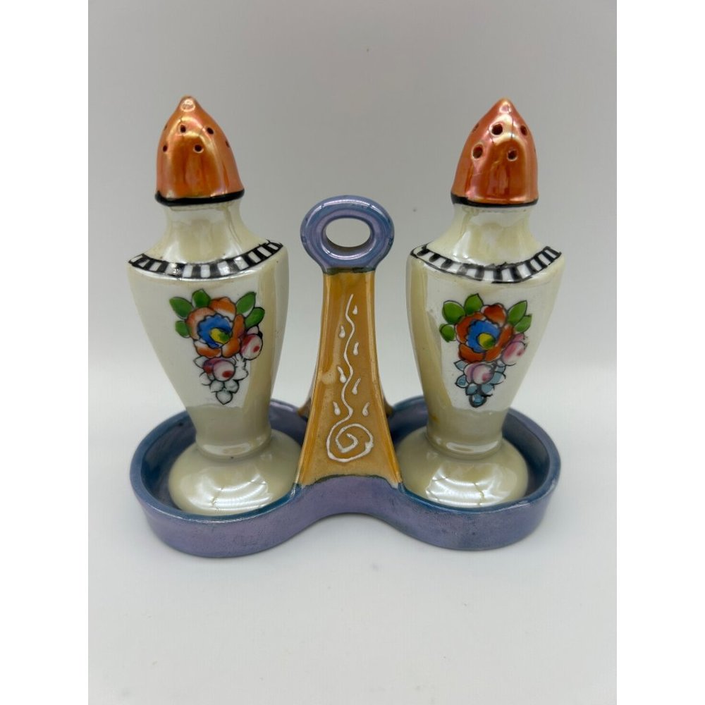 Lusterware Salt and Pepper Shaker with Holder Set